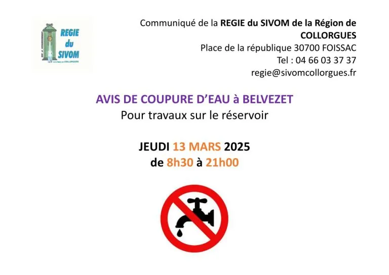 Avis de coupure d'eau